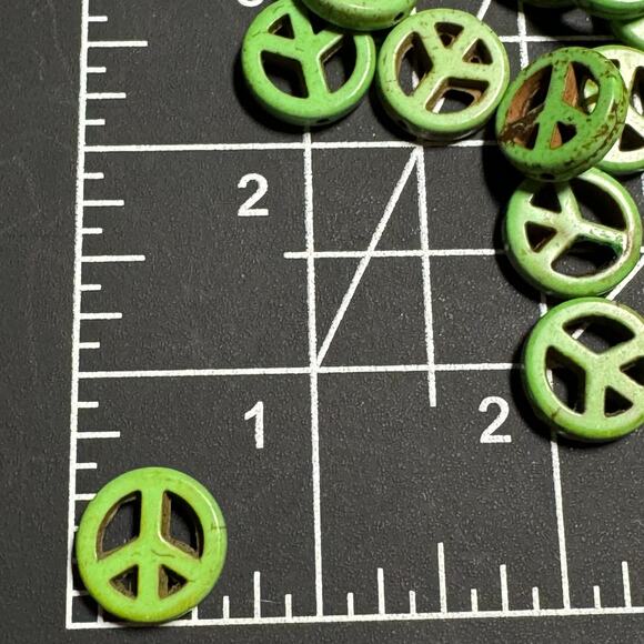Like green synthetic turquoise peace symbol beads charms.  Jewelry making - Picture 2 of 3